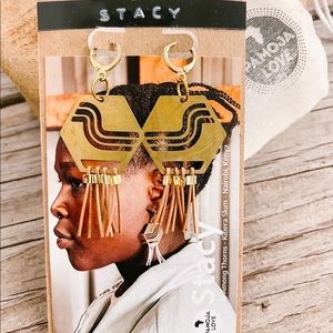 Handcrafted earrings leather, brass, and gold plate.